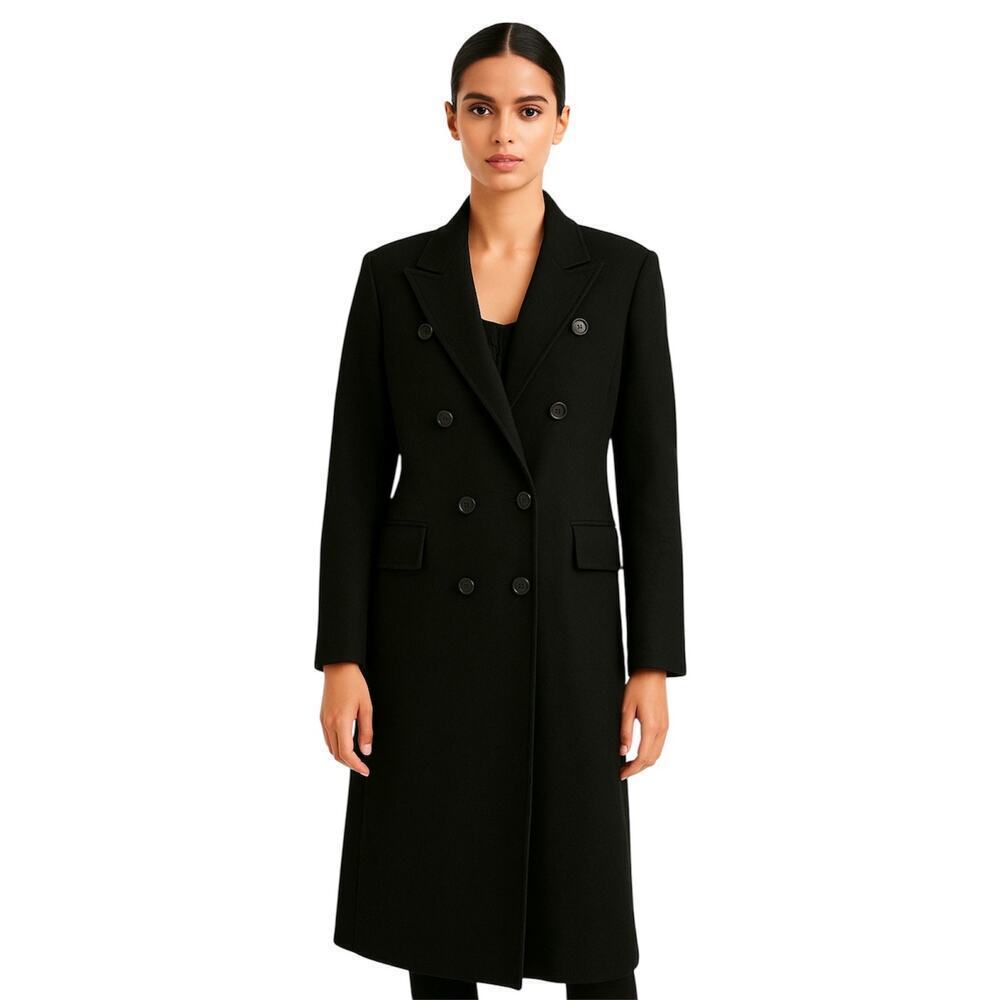 Apostrophe Double-Breasted Overcoat, Black, Business Chic, Travel,  Academia 14